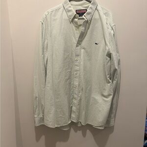 Vineyard Vines Men's Light Green Striped Button Down Shirt